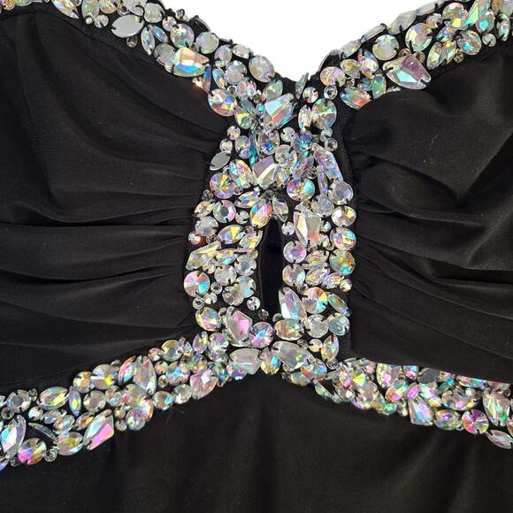 B. Smart Women's Semi Formal Dress 8 Black Beaded Cocktail Party Junior Prom - Picture 4 of 7